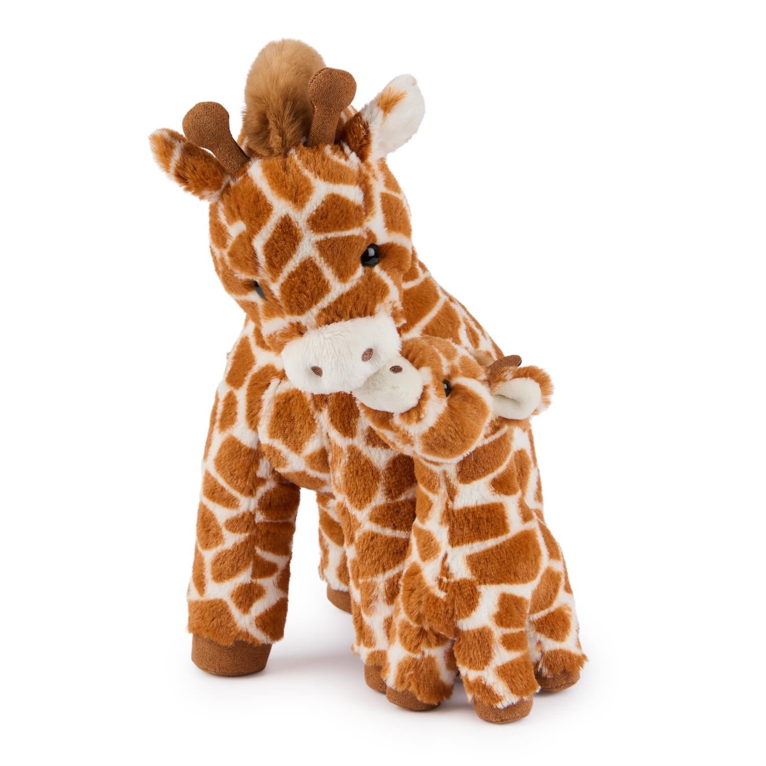 Plush giraffe toy on a white background