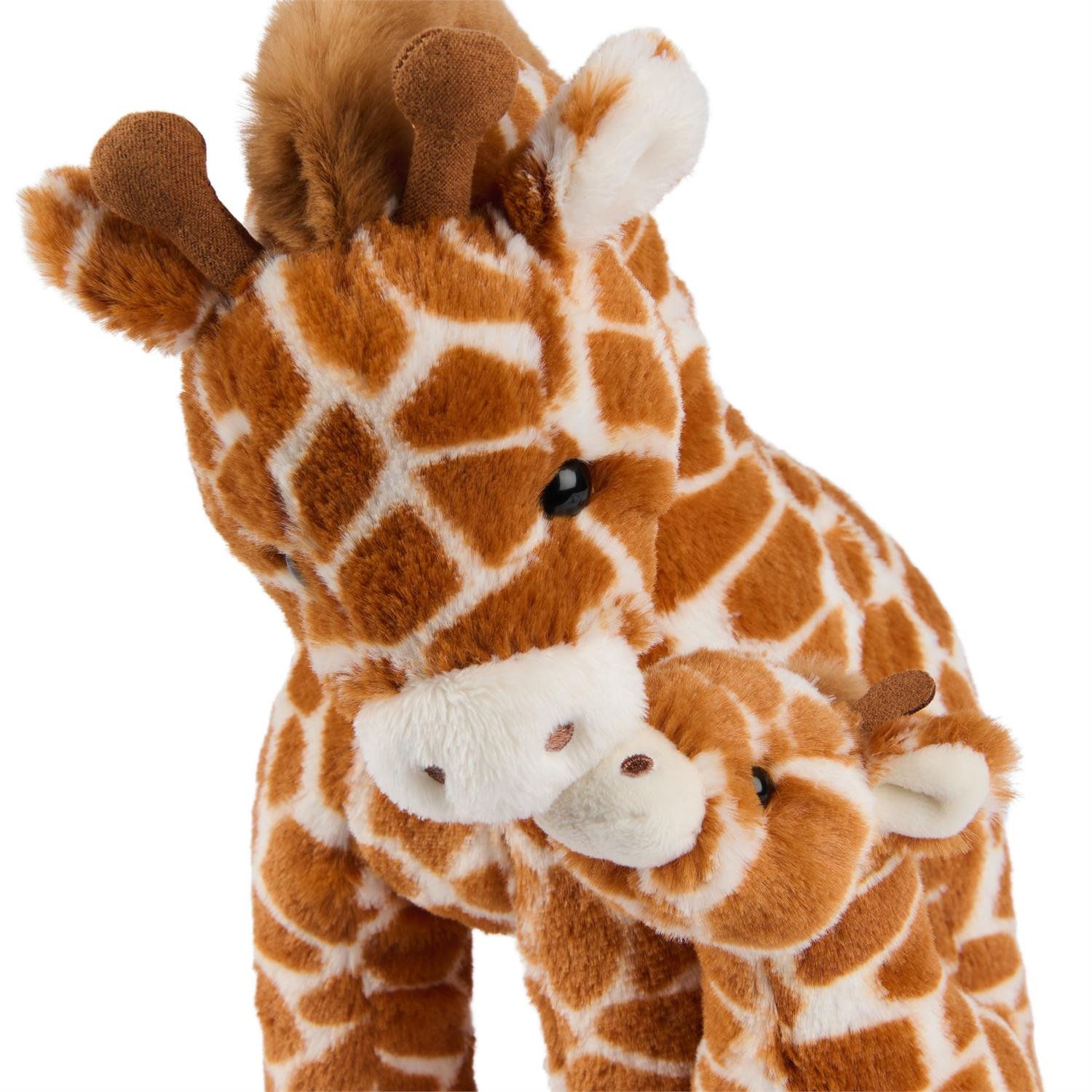 Plush giraffe toy on a white background