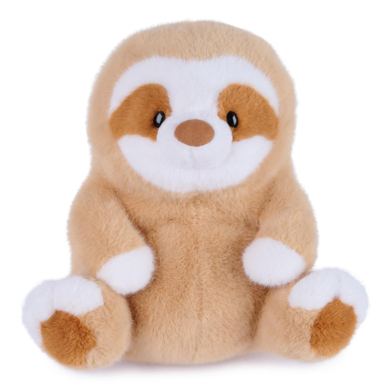 Plush toy sloth on a white background